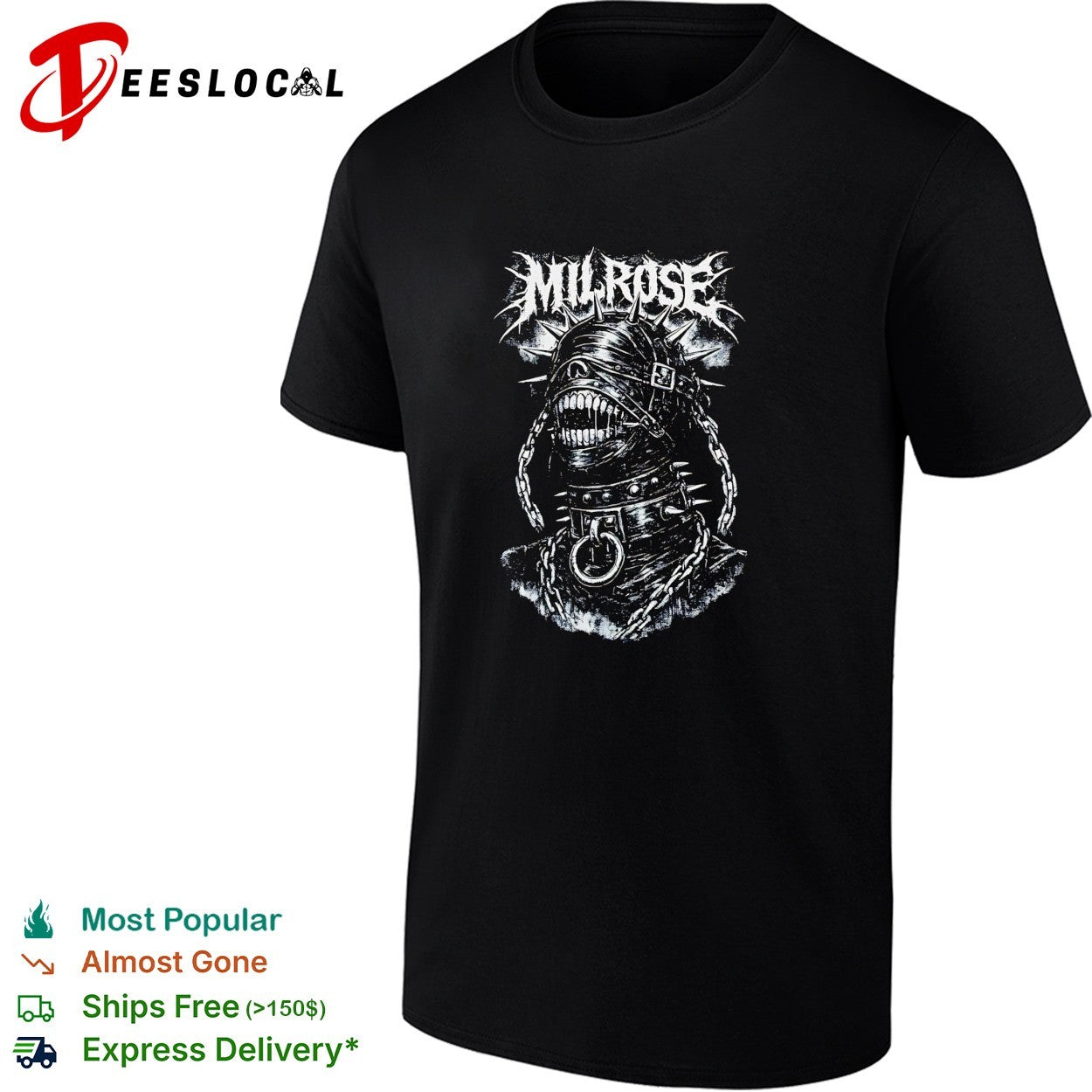 Milrose spiked mask chains poster shirt