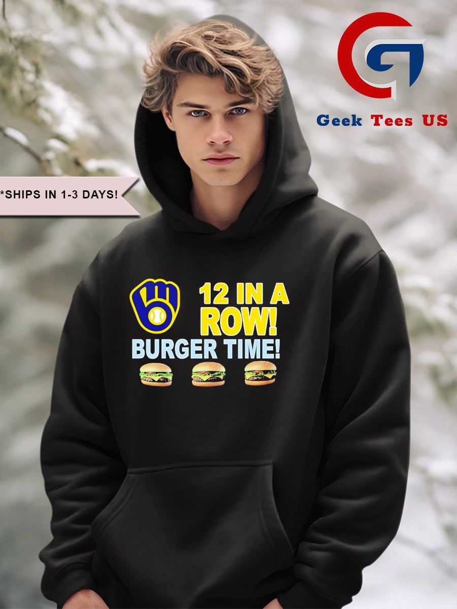 Milwaukee Brewers 12 in a row burger time logo shirt
