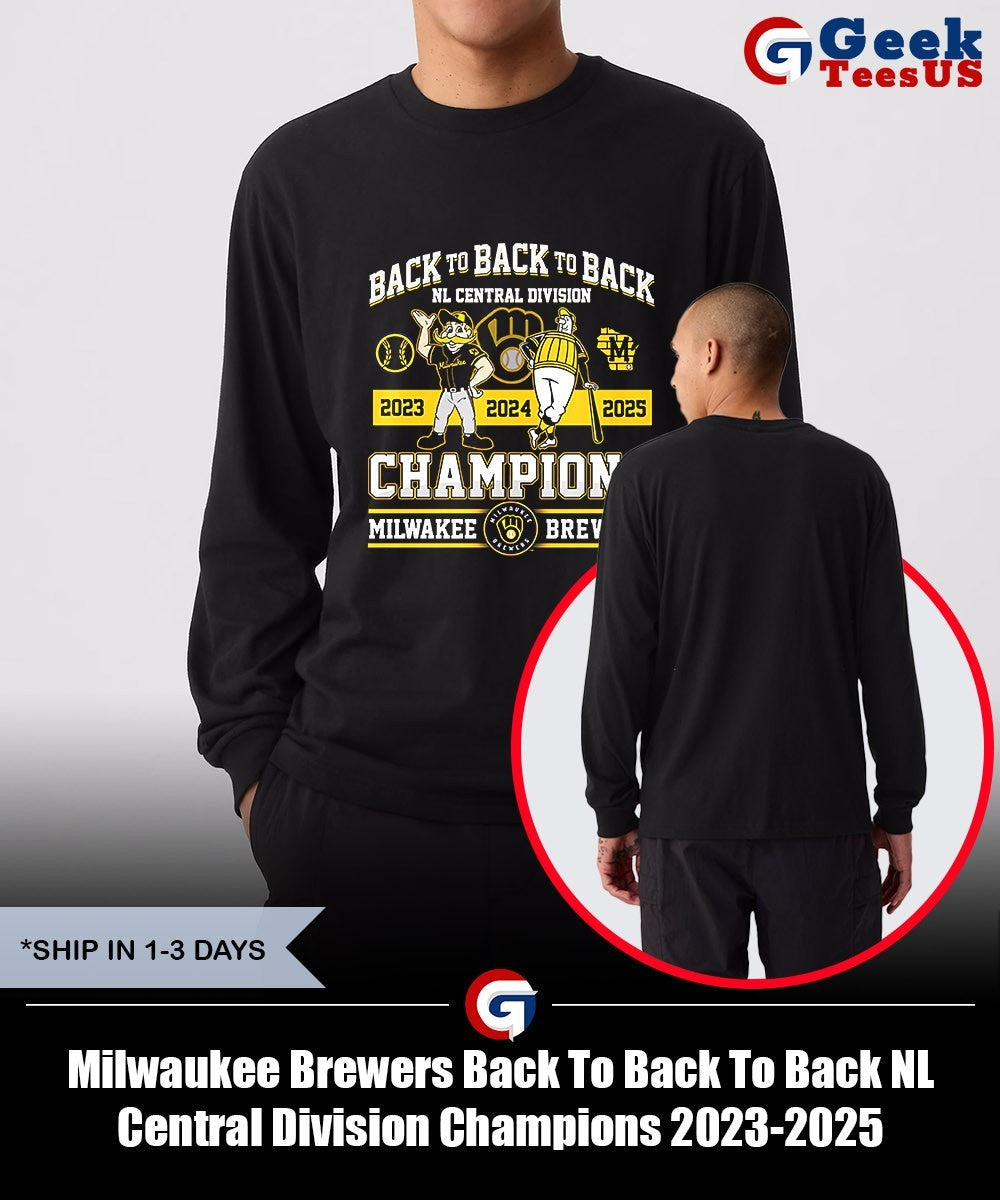 Milwaukee Brewers Back To Back To Back NL Central Division Champions 2023-2025 mascot shirt