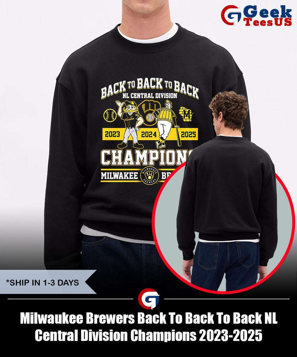 Milwaukee Brewers Back To Back To Back NL Central Division Champions 2023-2025 mascot shirt