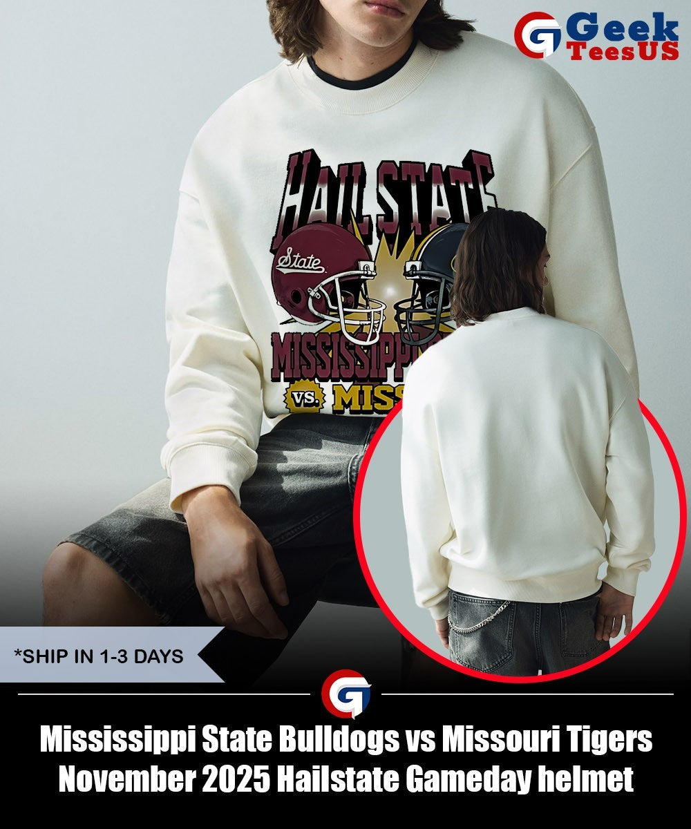 Mississippi State Bulldogs vs Missouri Tigers November 2025 Hailstate Gameday helmet shirt