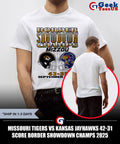 Missouri Tigers vs Kansas Jayhawks 42-31 score Border Showdown Champs 2025 helmet shirt
