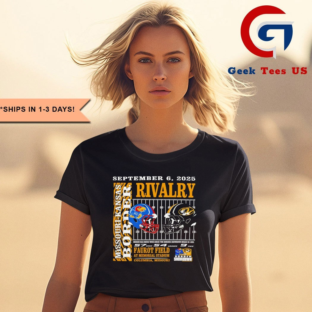 Mizzou Tigers vs KU Jayhawks NCAA Football Border Rivalry 2025 helmet shirt