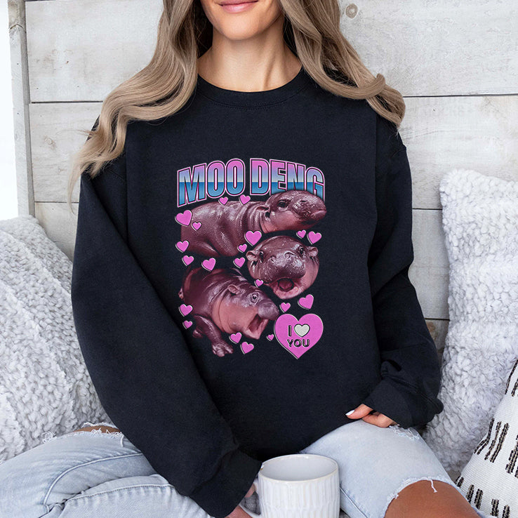 Moo Deng I Love You Cute Baby Hippo Shirt