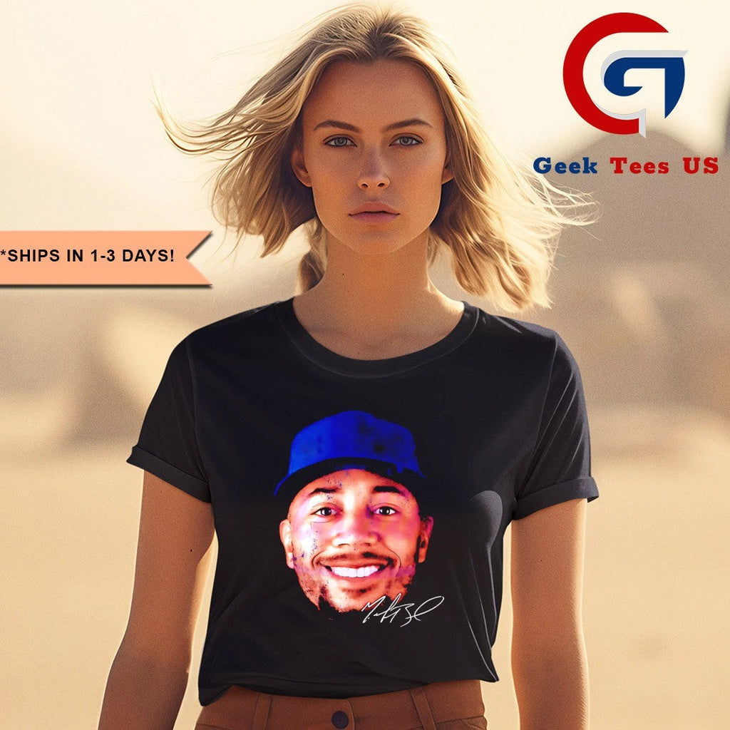 Mookie Betts Los Angeles Baseball headshot signature shirt