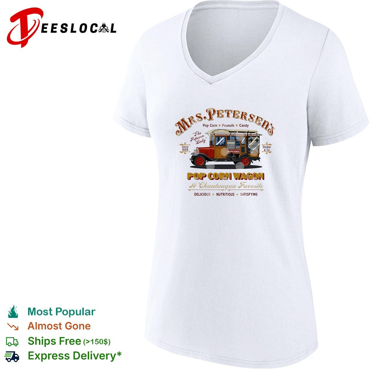 Mrs Petersens popcorn wagon vintage truck the popcorn lady since 1929 poster shirt