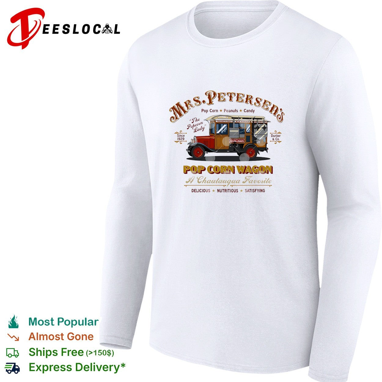 Mrs Petersens popcorn wagon vintage truck the popcorn lady since 1929 poster shirt