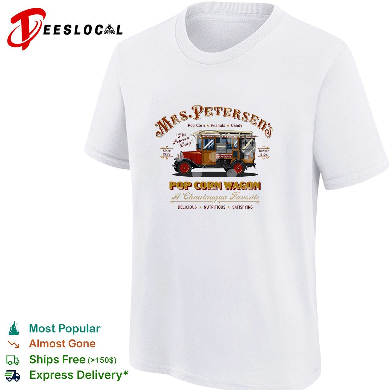 Mrs Petersens popcorn wagon vintage truck the popcorn lady since 1929 poster shirt