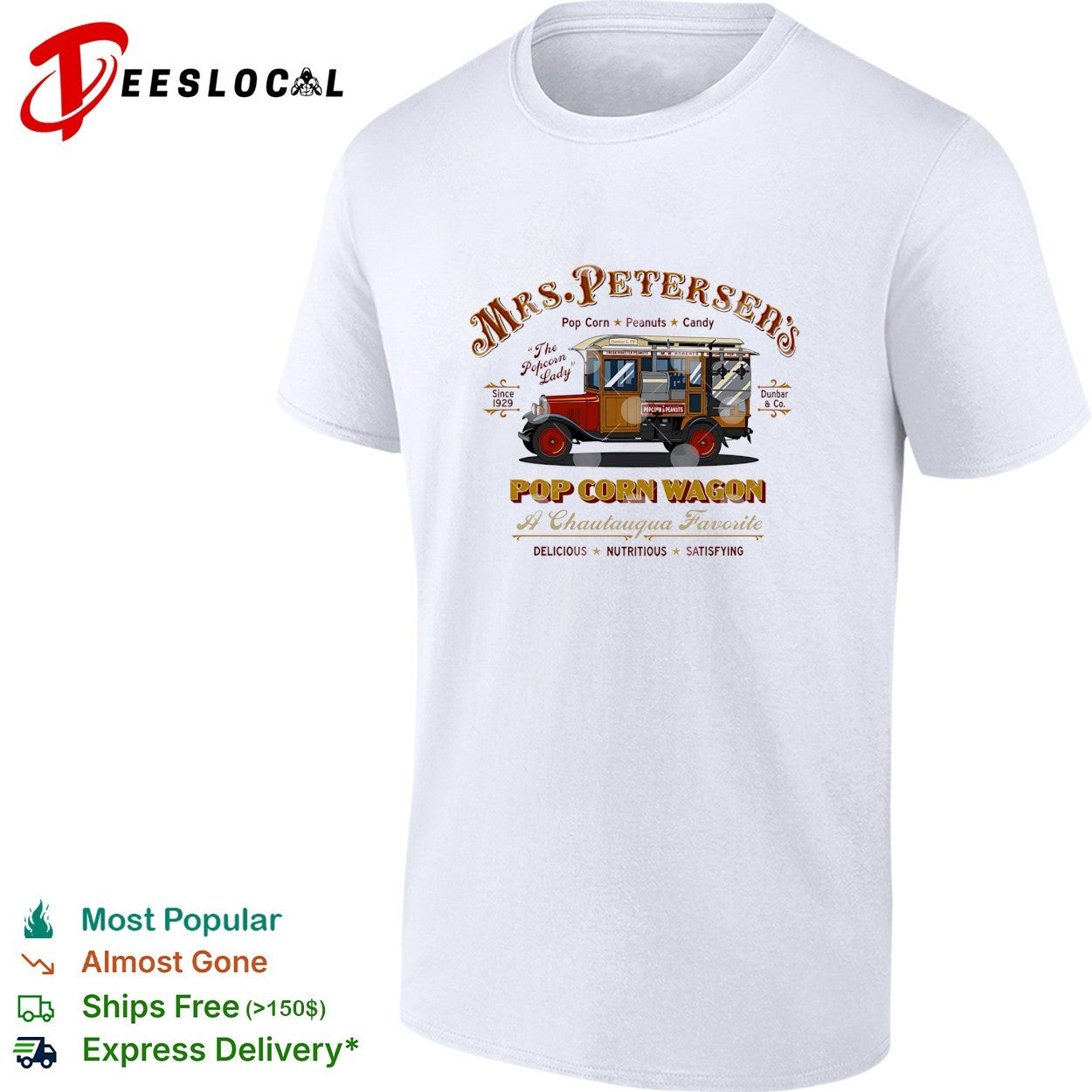 Mrs Petersens popcorn wagon vintage truck the popcorn lady since 1929 poster shirt