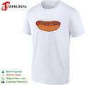 Mud Hens footlong hot dog cursive lettering baseball team mascot badge logo shirt