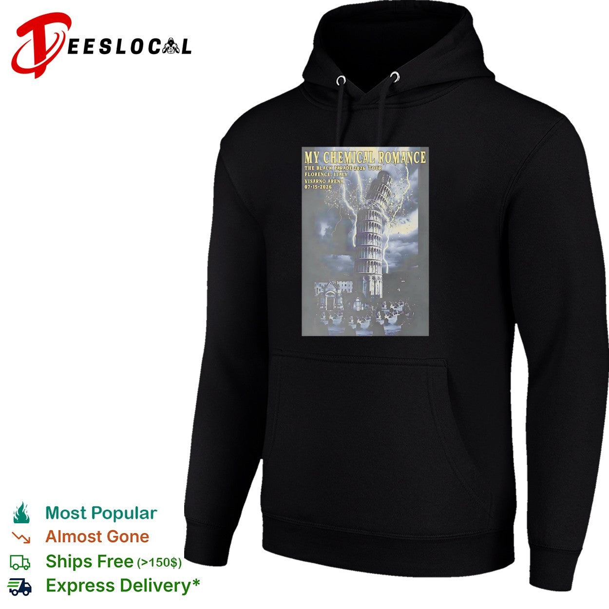 My Chemical Romance Black Parade leaning tower of Pisa cracking Florence shirt