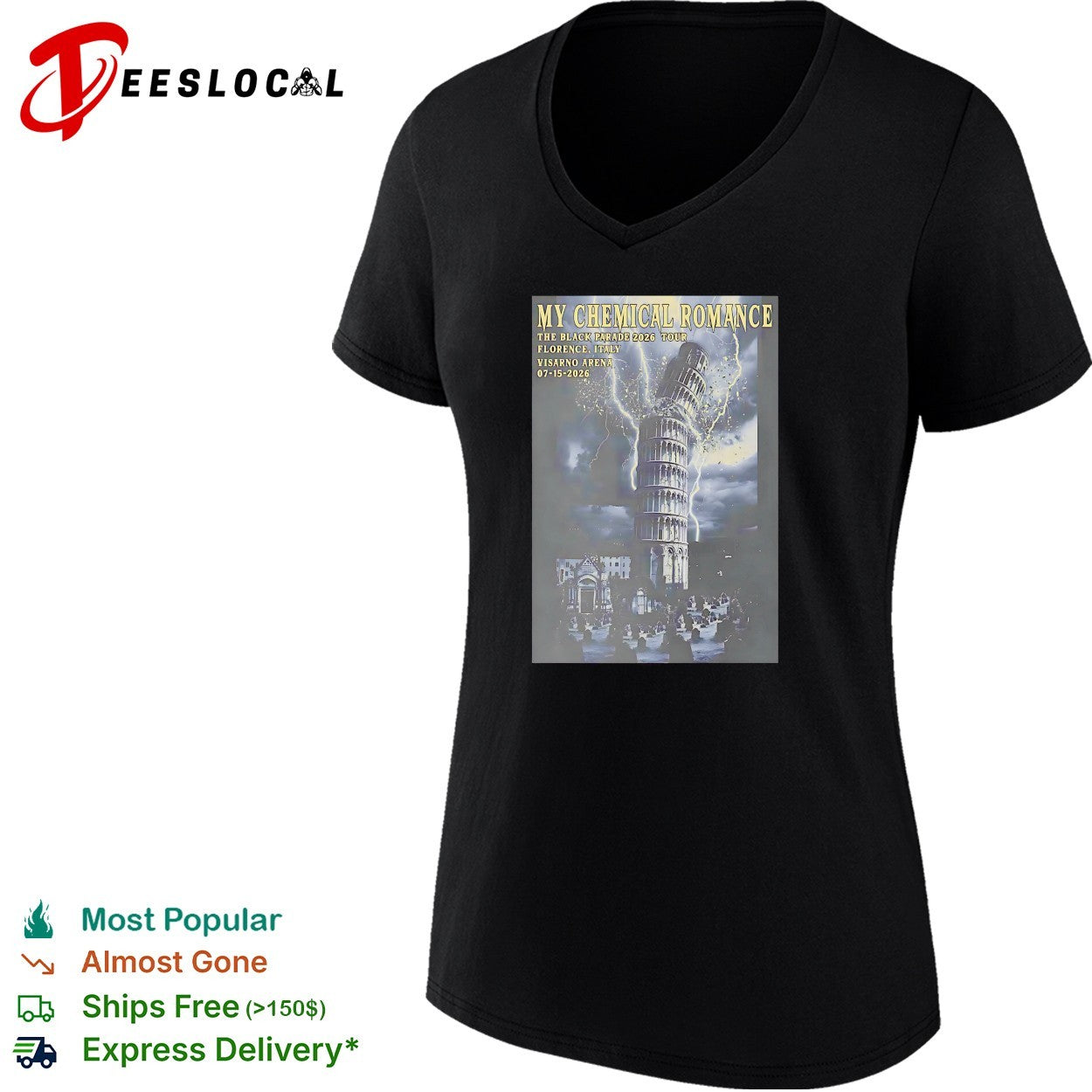 My Chemical Romance Black Parade leaning tower of Pisa cracking Florence shirt