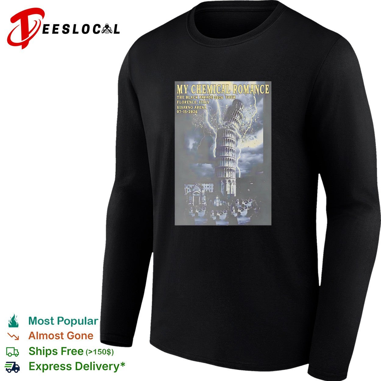 My Chemical Romance Black Parade leaning tower of Pisa cracking Florence shirt