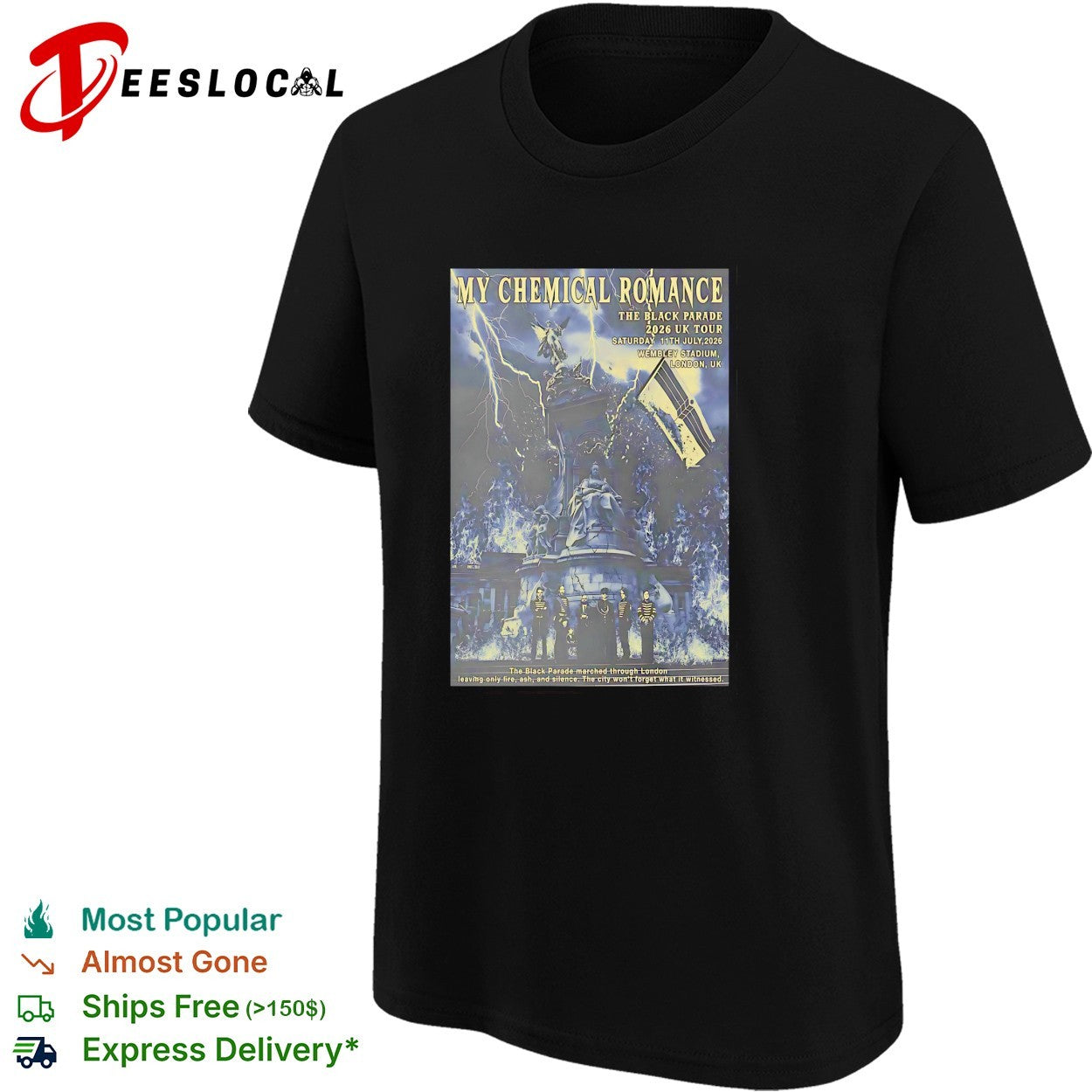 My Chemical Romance Black Parade marching through burning London Wembley shirt