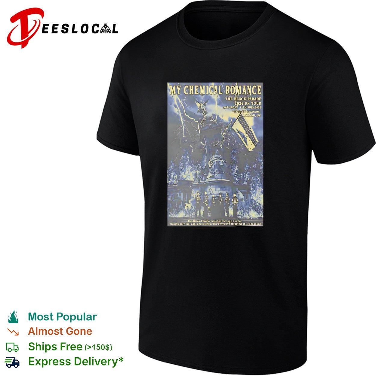 My Chemical Romance Black Parade marching through burning London Wembley shirt