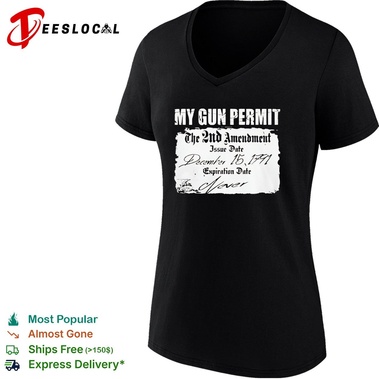 My Gun Permit The 2nd Amendment Issue Date December 15 1791 shirt