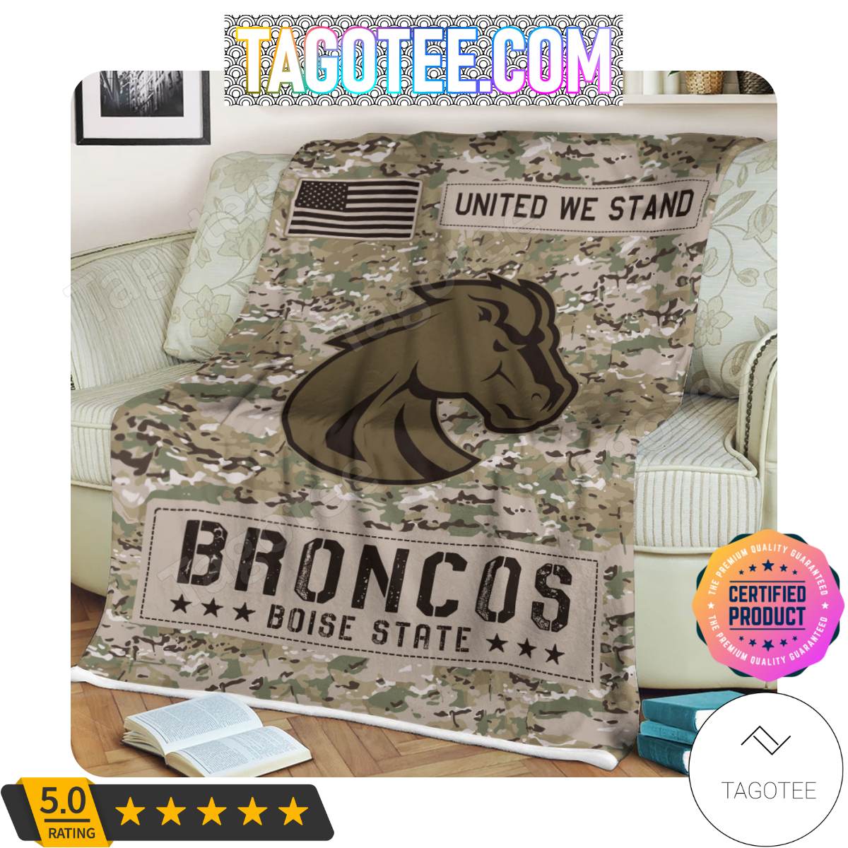 NCAA Boise State Broncos United We Stand Camo Blanket