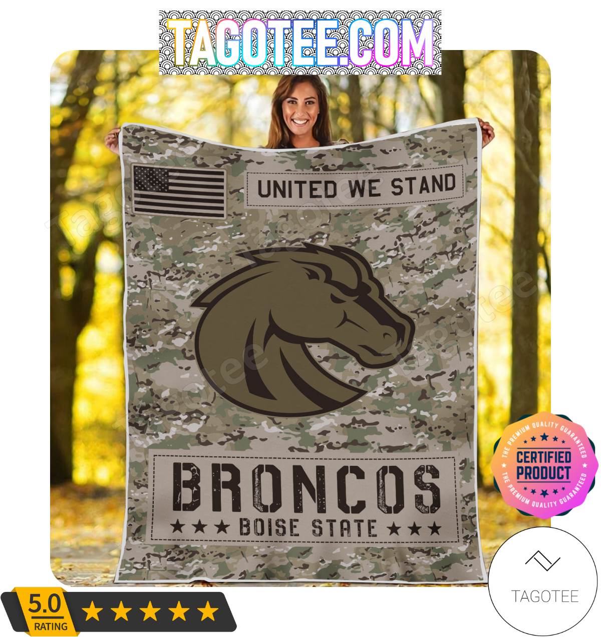 NCAA Boise State Broncos United We Stand Camo Blanket