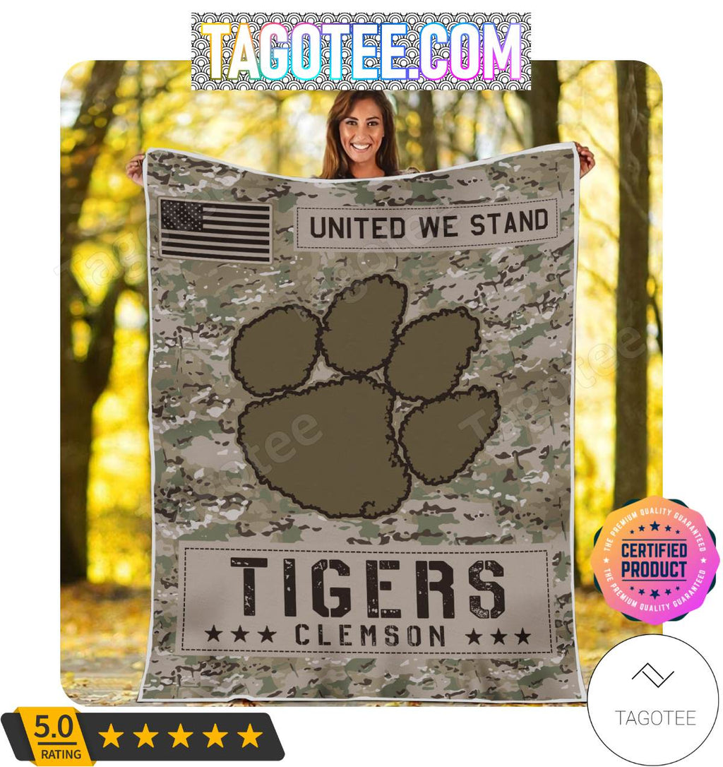NCAA Clemson Tigers United We Stand Camo Blanket