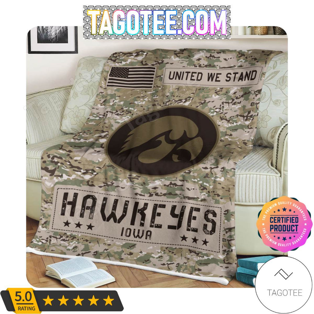 NCAA Iowa Hawkeyes United We Stand Camo Blanket