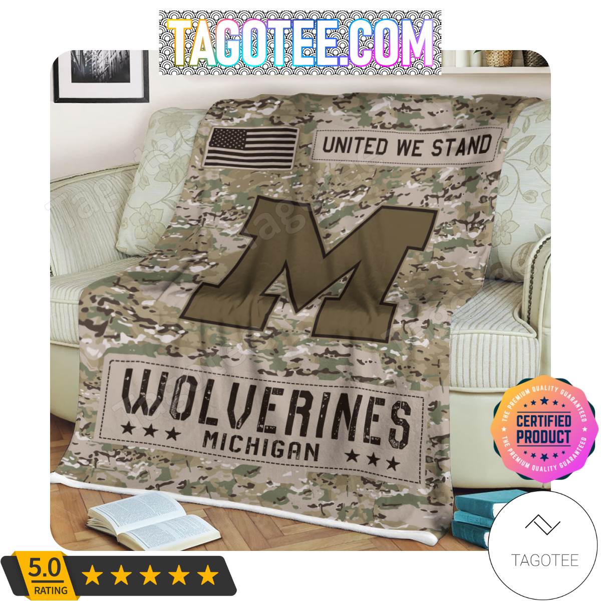 NCAA Michigan Wolverines United We Stand Camo Blanket