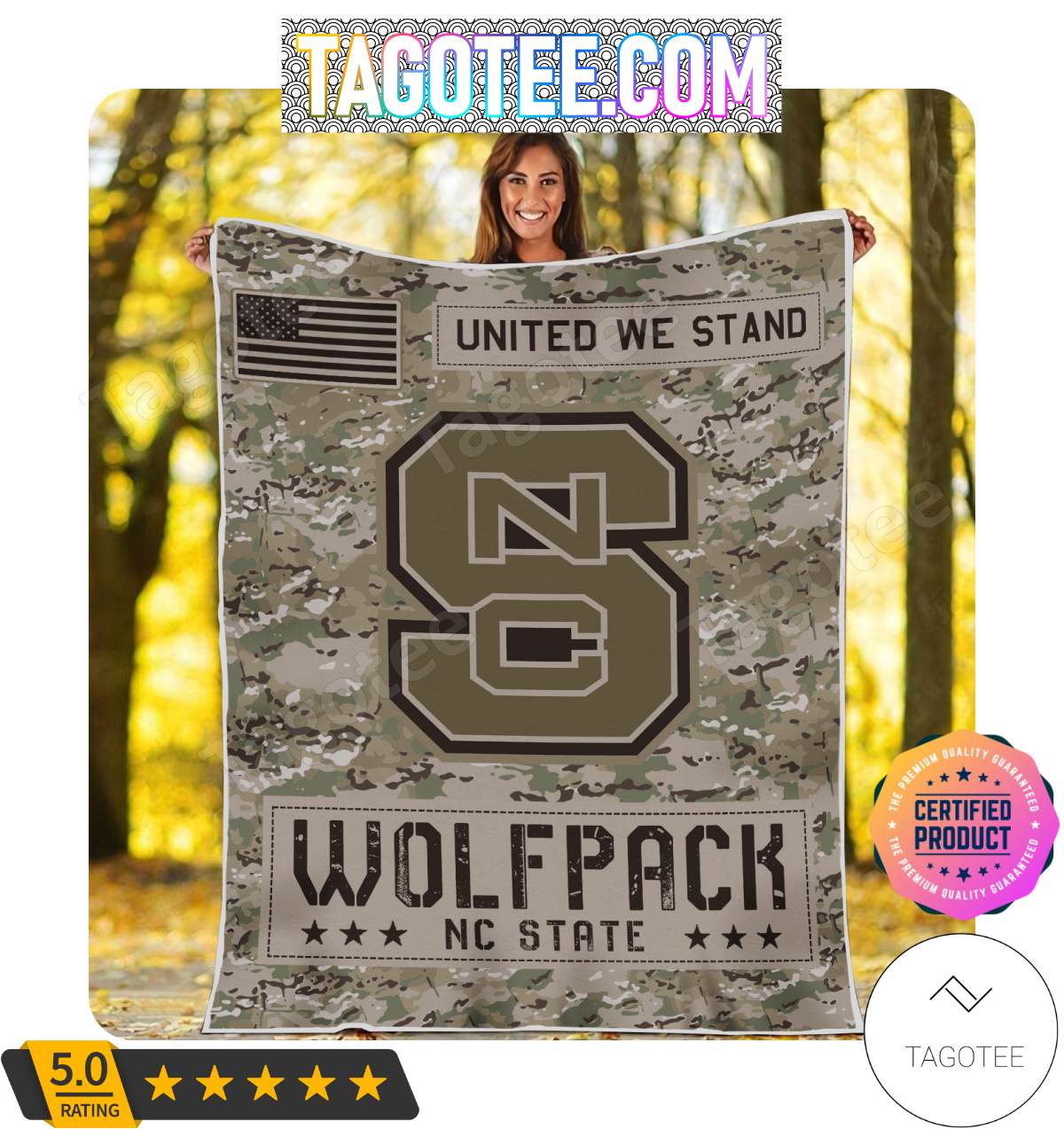 NCAA NC State Wolfpack United We Stand Camo Blanket