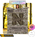 NCAA Nebraska Cornhuskers United We Stand Camo Blanket