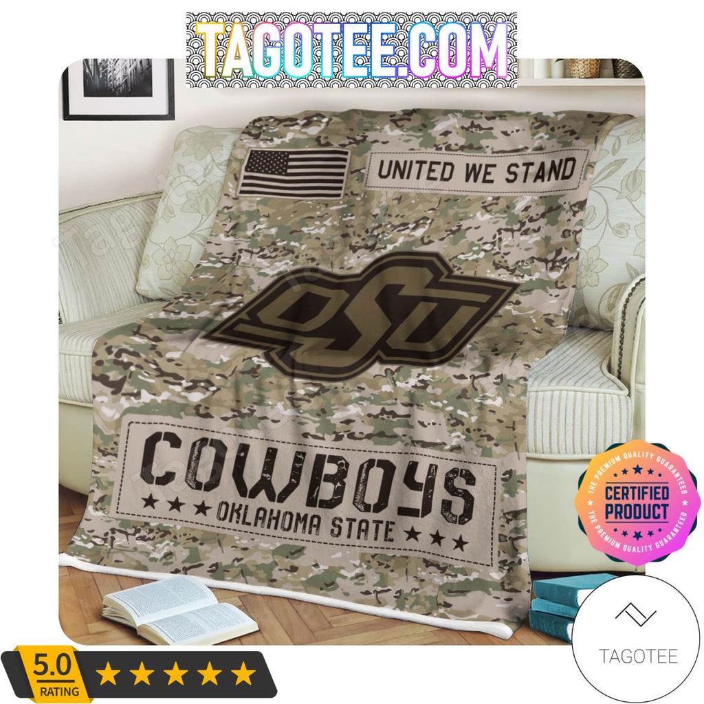 NCAA Oklahoma State Cowboys United We Stand Camo Blanket