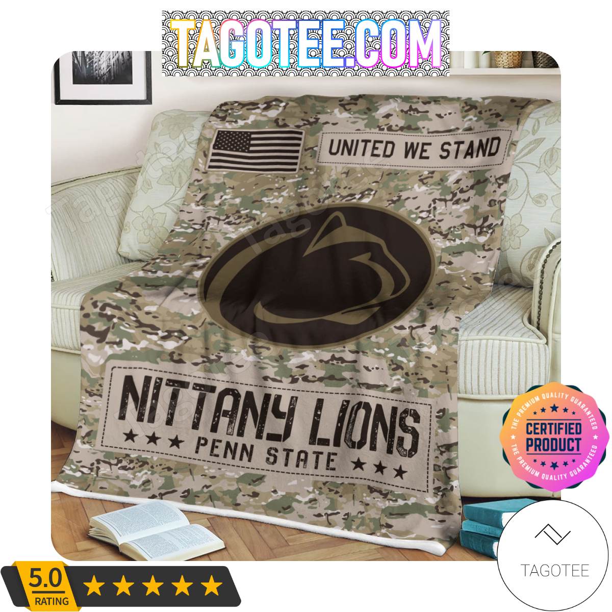 NCAA Penn State Nittany Lions United We Stand Camo Blanket