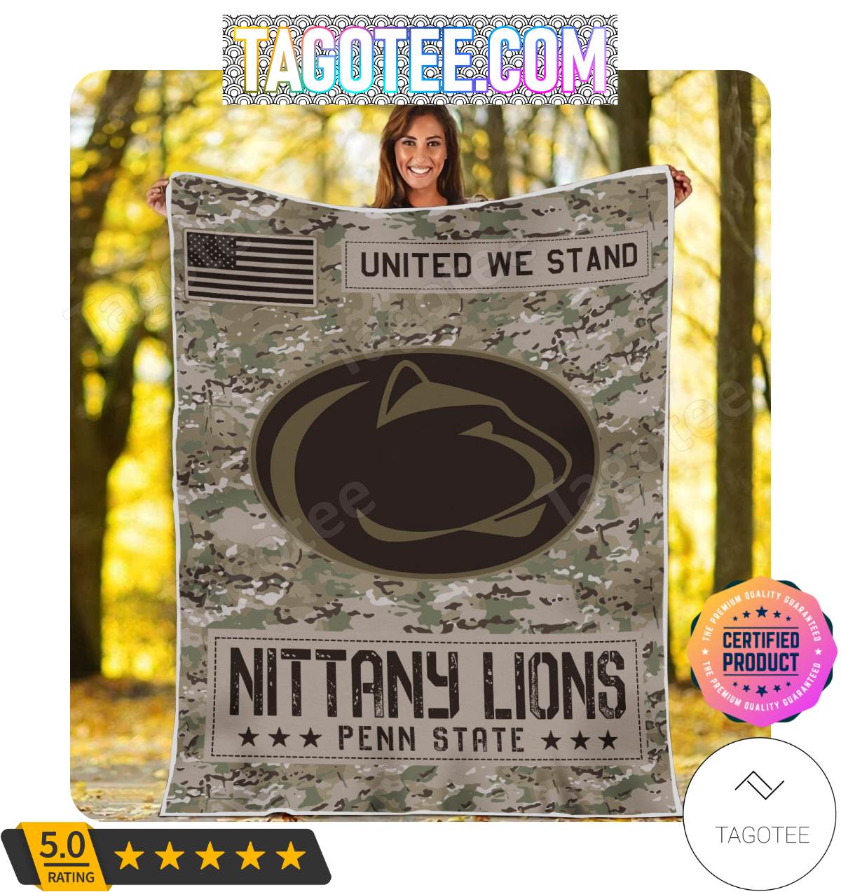 NCAA Penn State Nittany Lions United We Stand Camo Blanket