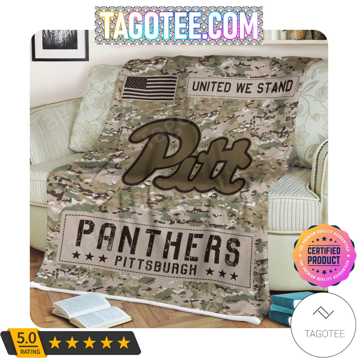 NCAA Pittsburgh Panthers United We Stand Camo Blanket