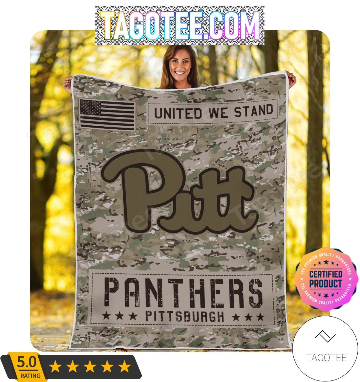NCAA Pittsburgh Panthers United We Stand Camo Blanket