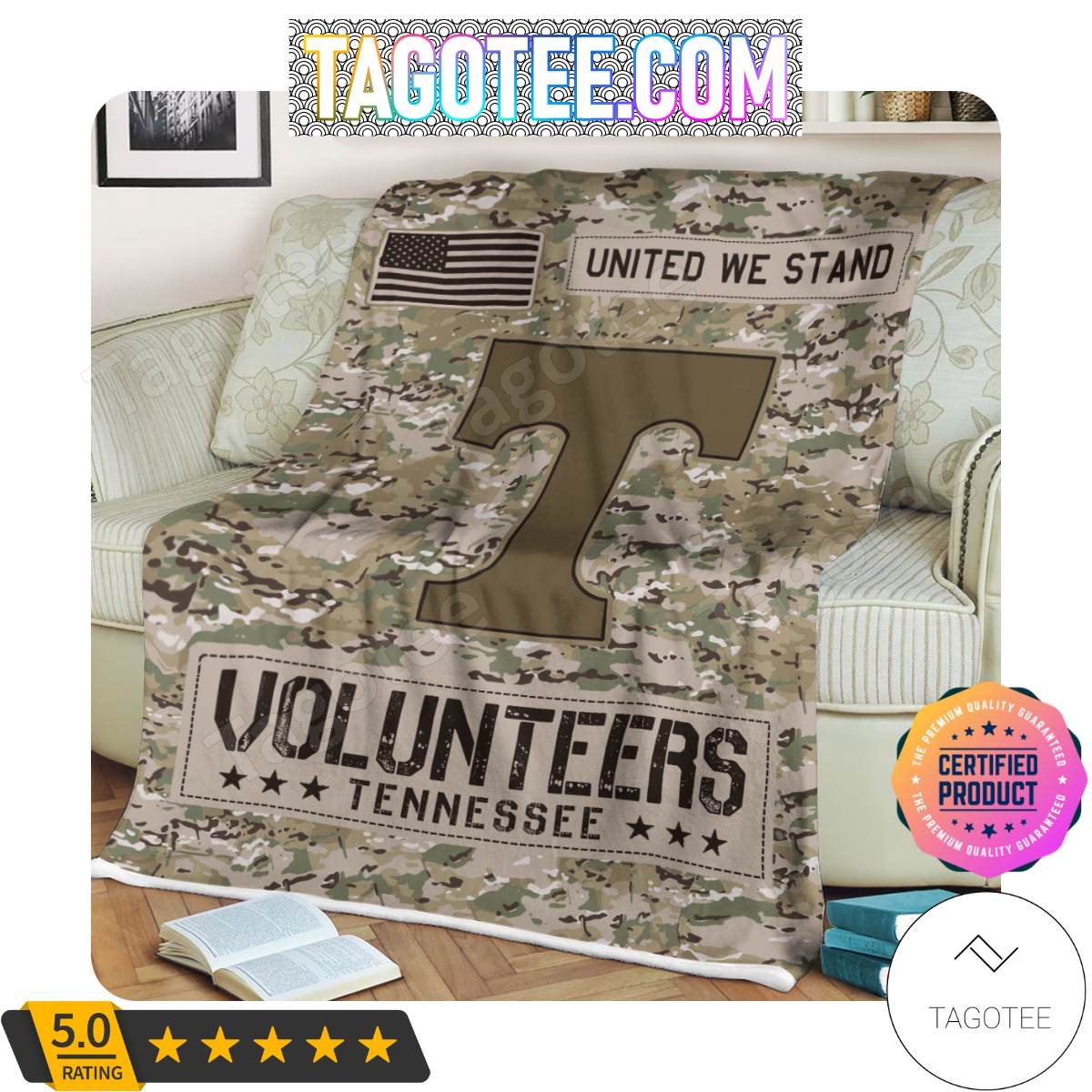NCAA Tennessee Volunteers United We Stand Camo Blanket
