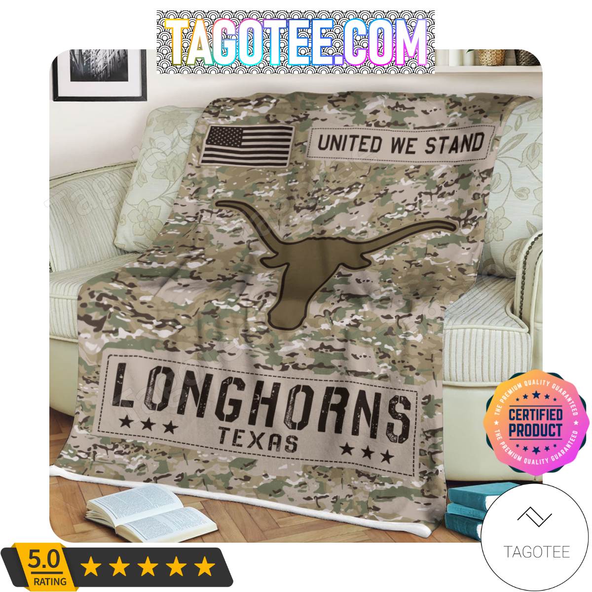 NCAA Texas Longhorns United We Stand Camo Blanket