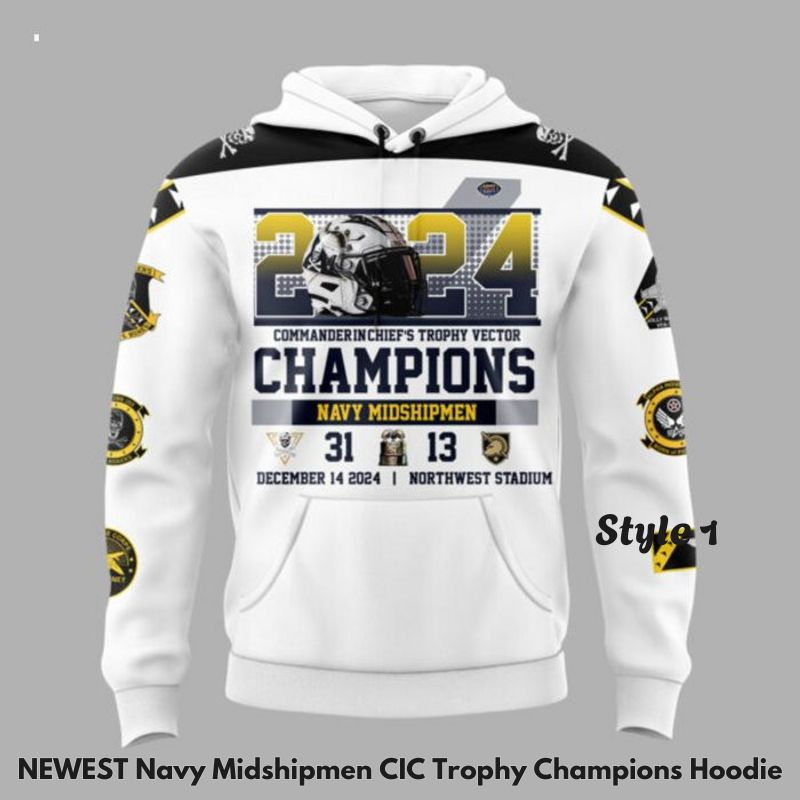 NEWEST Navy Midshipmen CIC Trophy Champions Hoodie