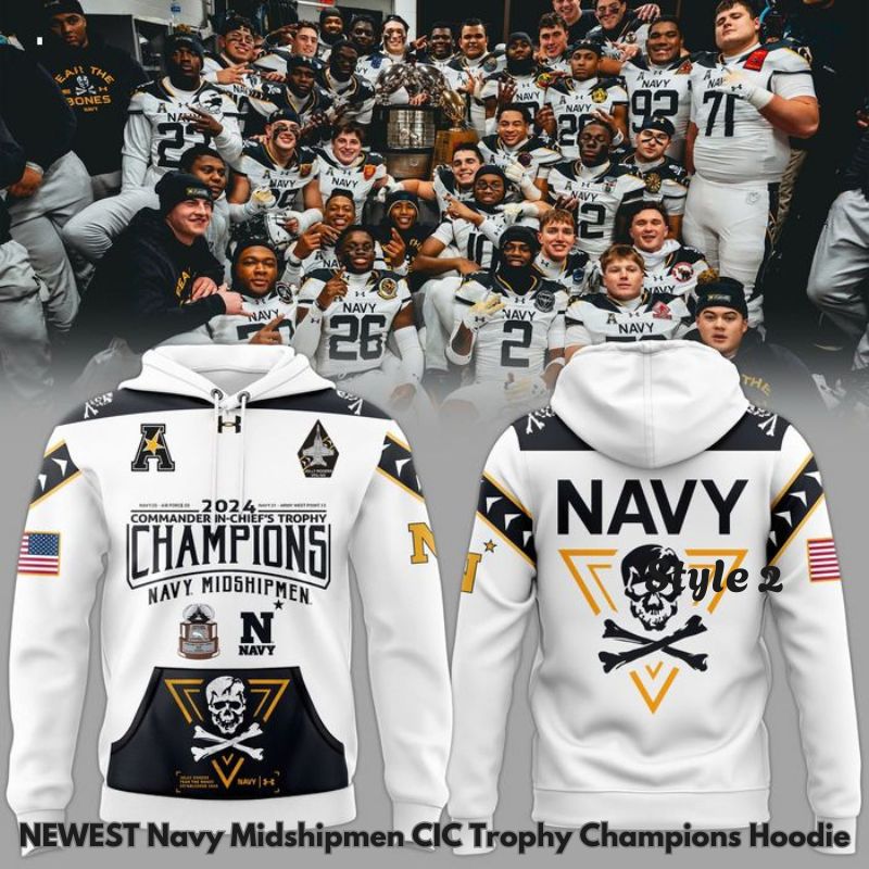 NEWEST Navy Midshipmen CIC Trophy Champions Hoodie