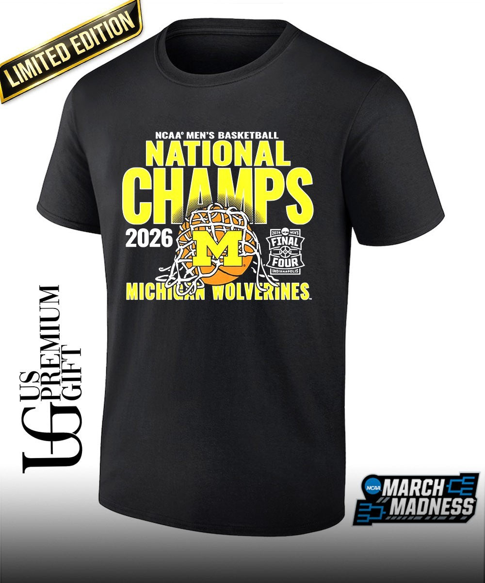 Michigan Wolverines 2026 NCAA Men’s Basketball National Champions cut net T-shirt