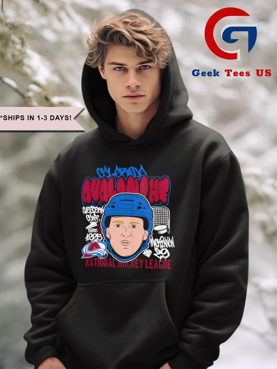 Nathan MacKinnon big head Colorado Avalanche NHL cartoon shirt