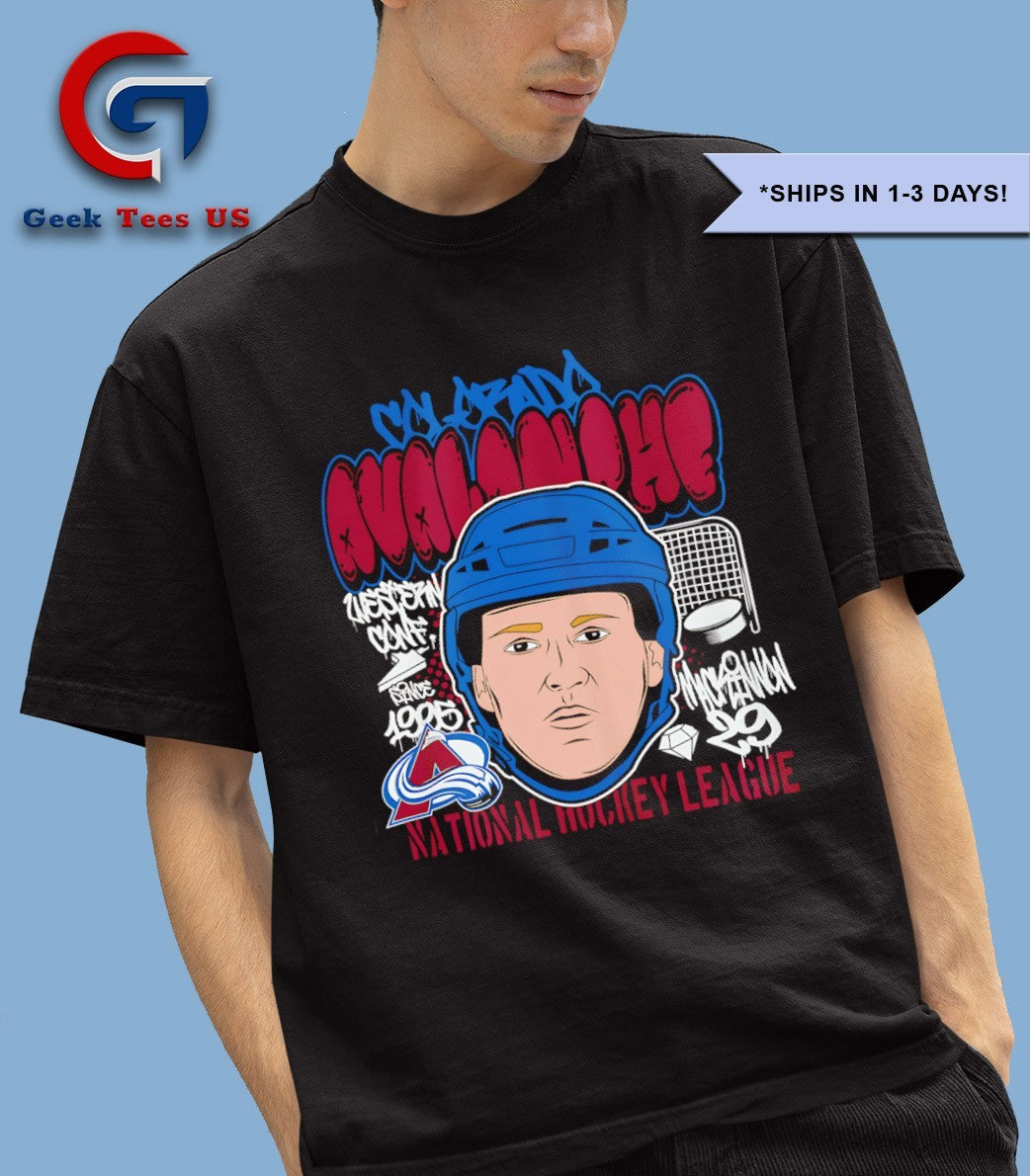 Nathan MacKinnon big head Colorado Avalanche NHL cartoon shirt
