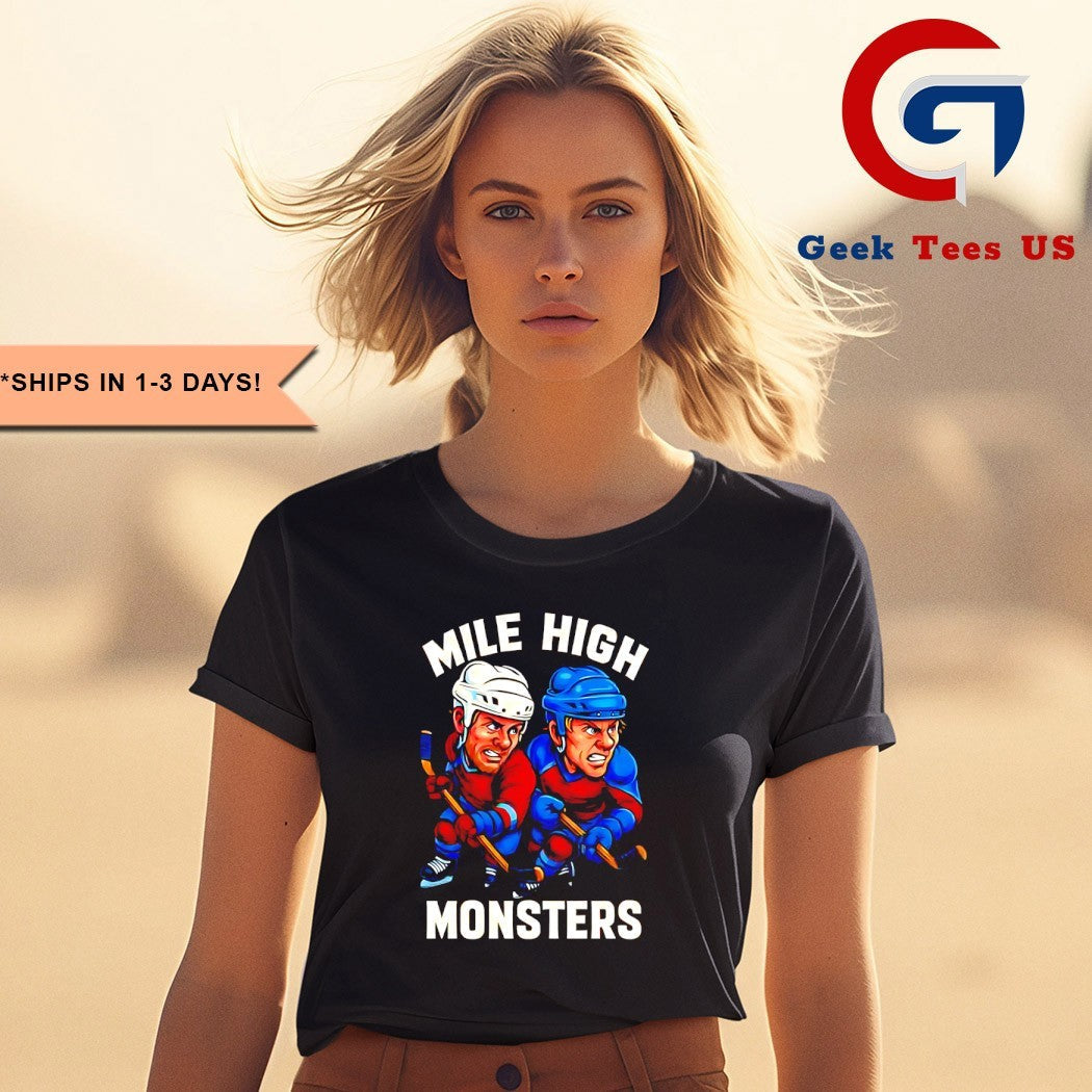 Nathan Mackinnon and Mikko Rantanen Mile High Monsters Hockey caricatures shirt
