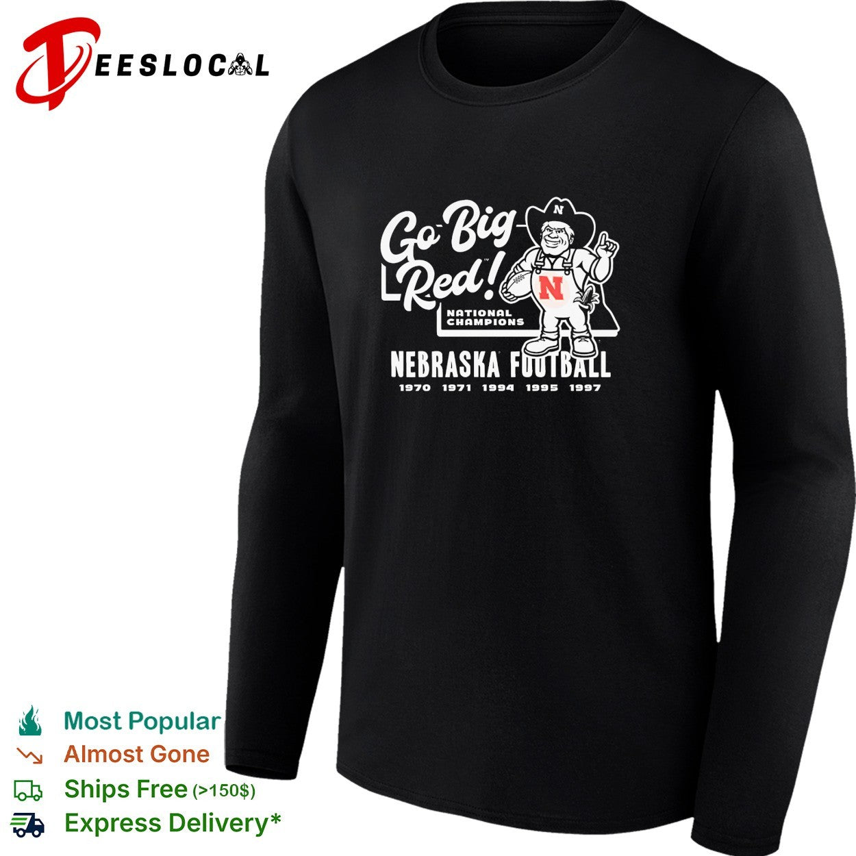 Nebraska Cornhuskers go big red national champions farmer mascot shirt