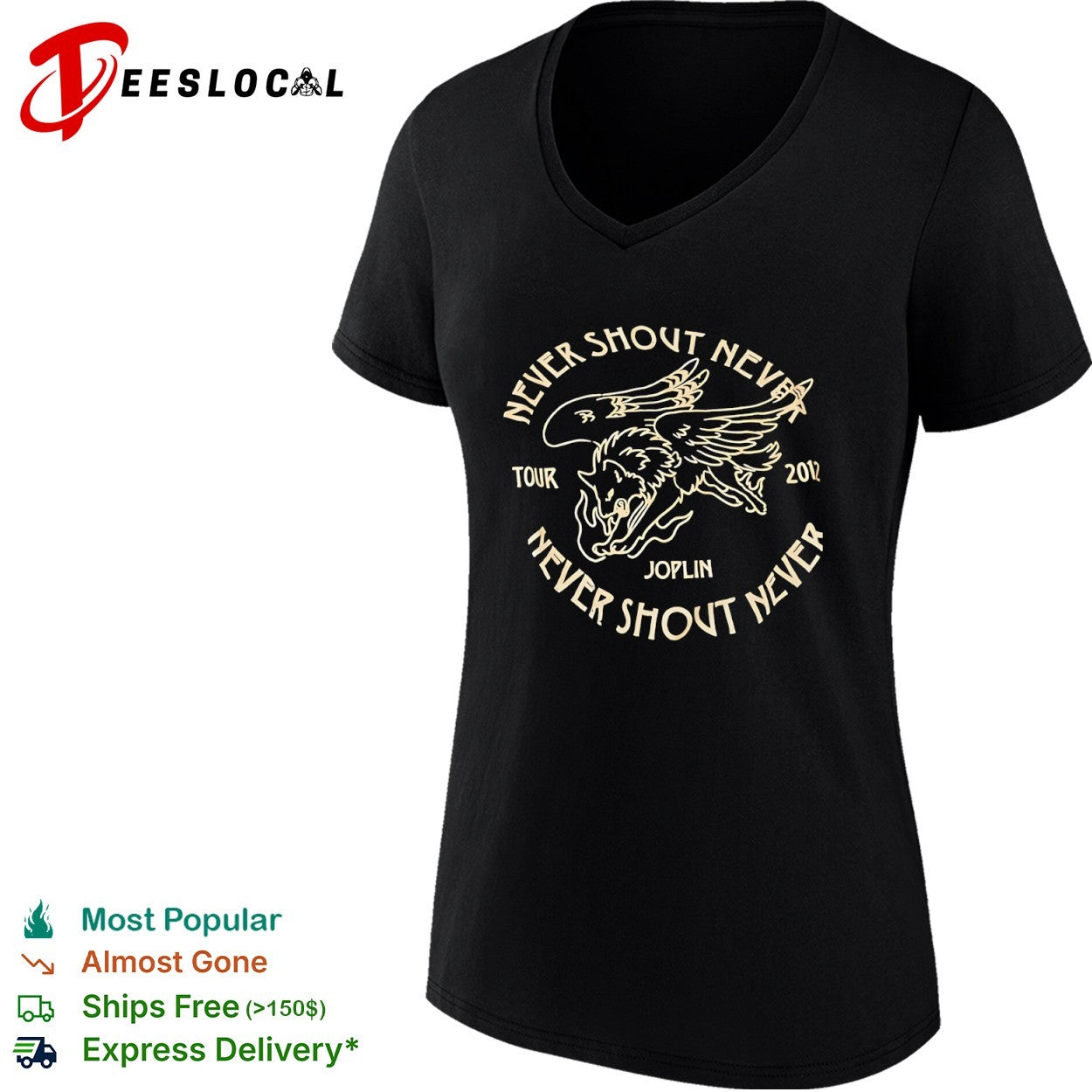 Never Shout Never Joplin Tour 2012 winged wolf shirt