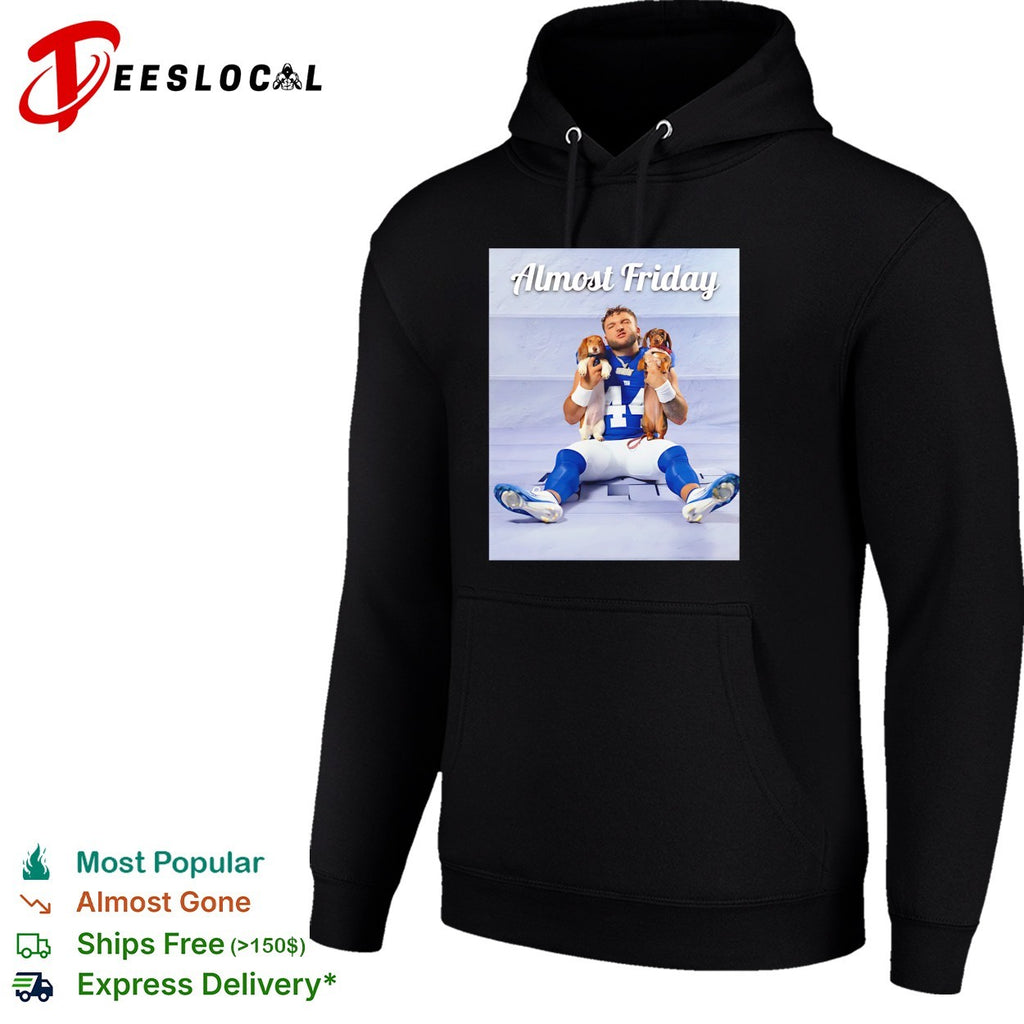 New York Giants player holding dachshunds Almost Friday shirt