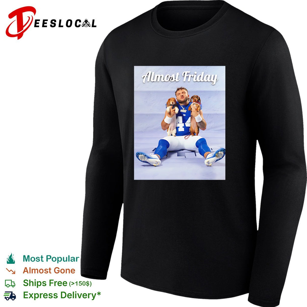 New York Giants player holding dachshunds Almost Friday shirt