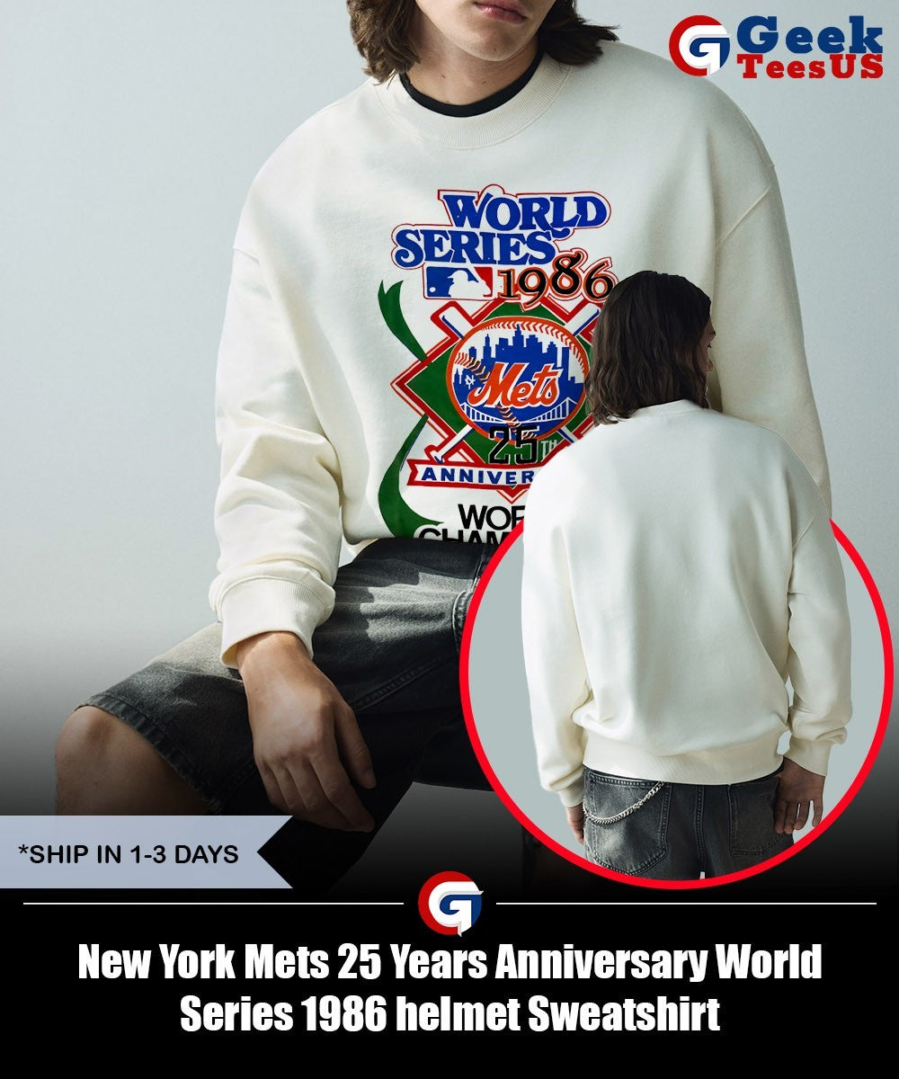 New York Mets 25 Years Anniversary World Series 1986 helmet shirt