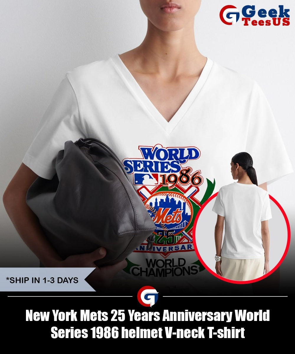 New York Mets 25 Years Anniversary World Series 1986 helmet shirt