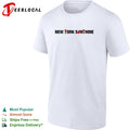 New York Sunshine bold wordmark logo with lobster claw replacing a letter shirt