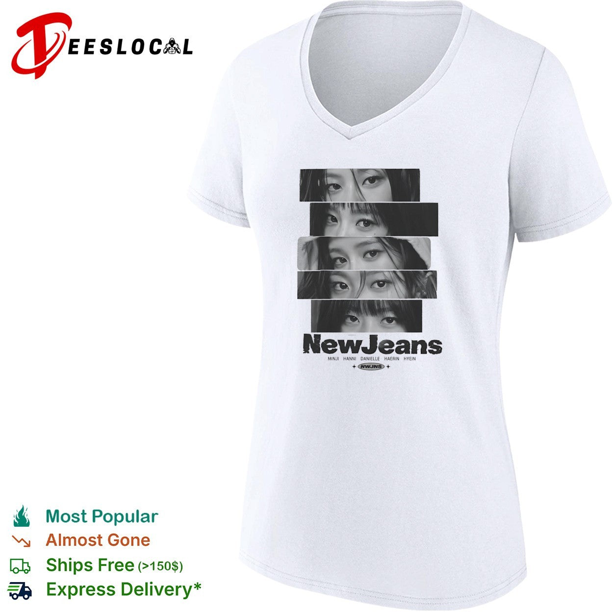 NewJeans Minji Hanni Danielle Haerin Hyein NWJNS band shirt