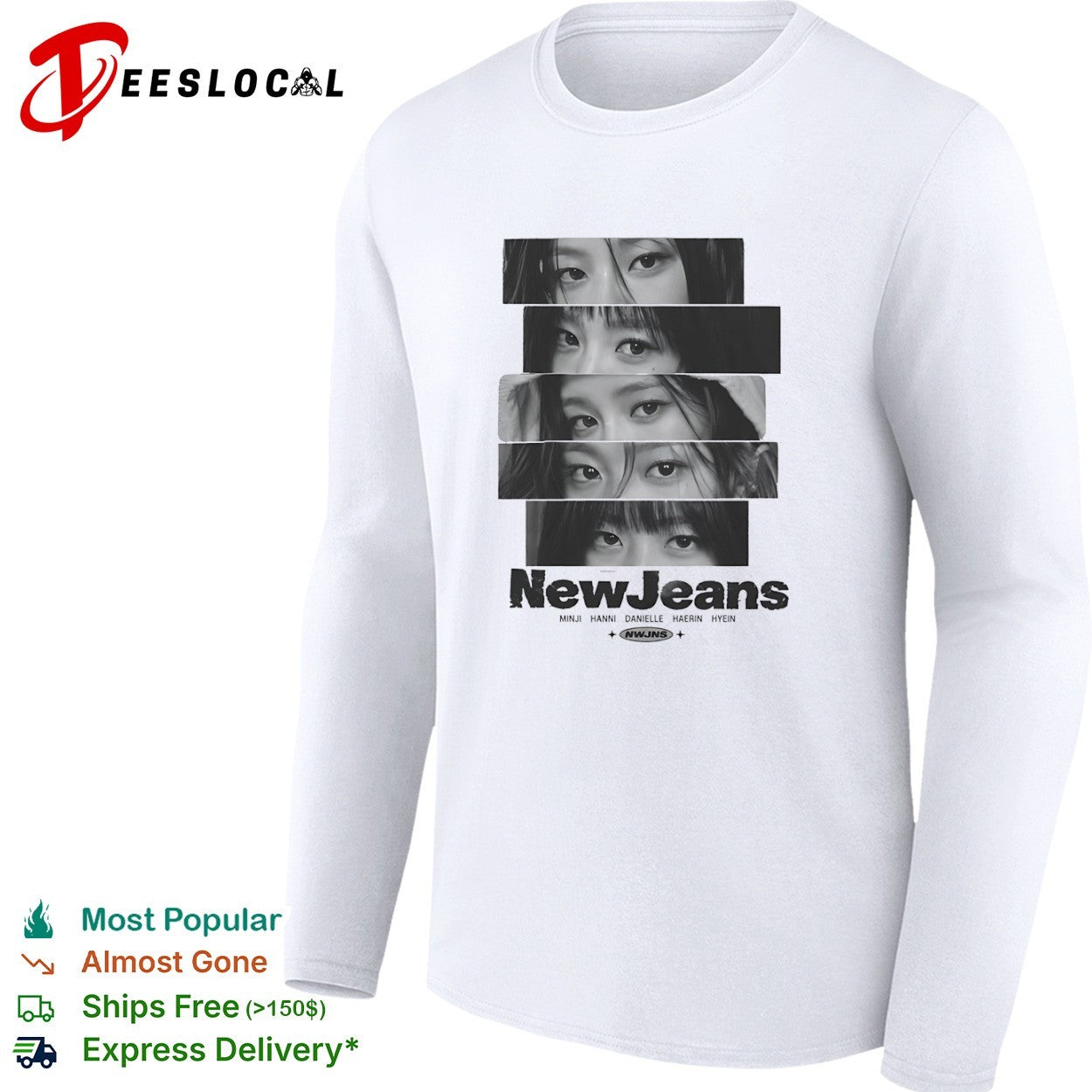 NewJeans Minji Hanni Danielle Haerin Hyein NWJNS band shirt