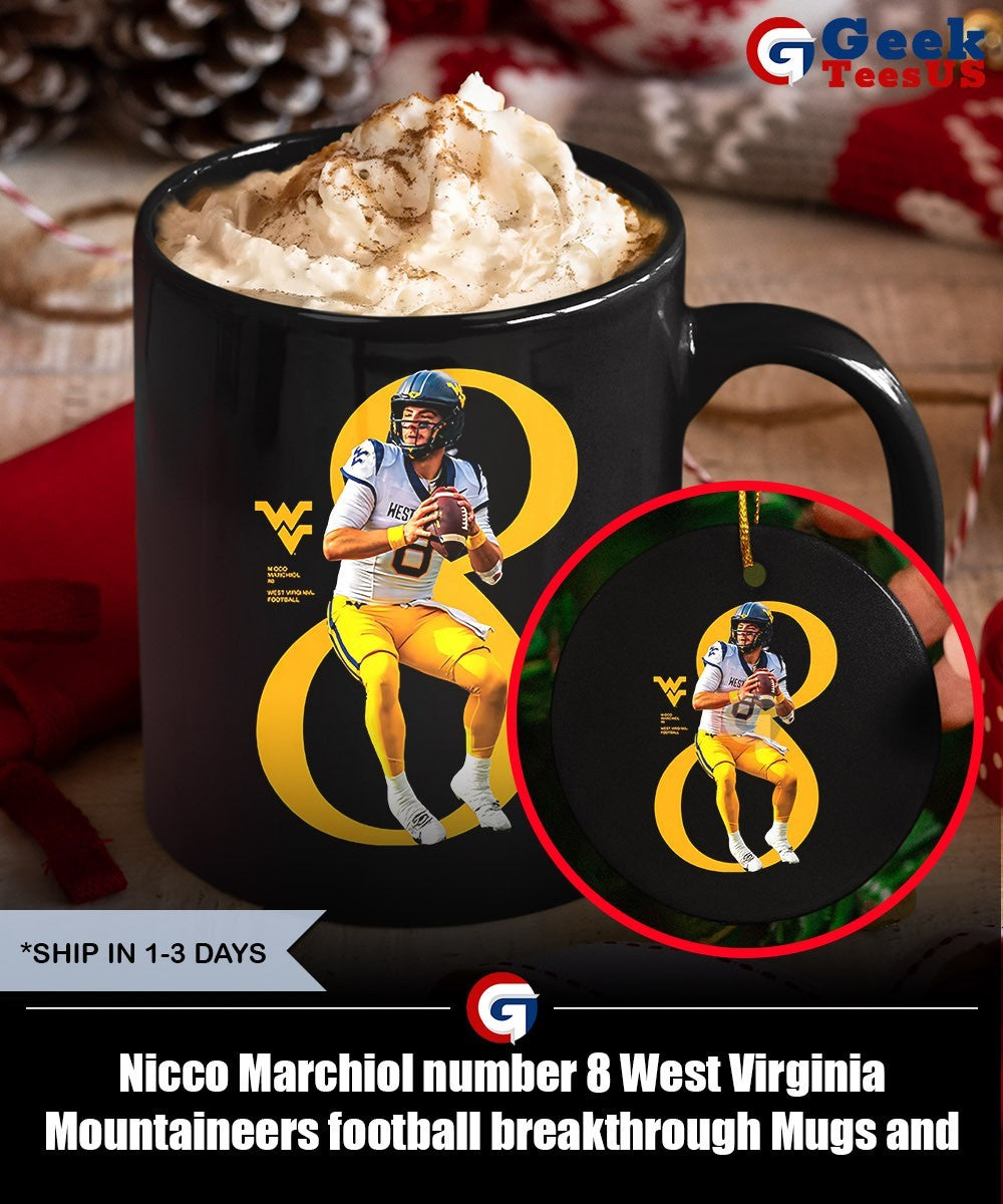 Nicco Marchiol number 8 West Virginia Mountaineers football breakthrough shirt